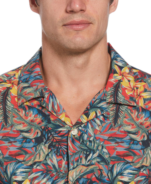 Tua X Perry Ellis Collaboration Textured Wavy Print Shirt