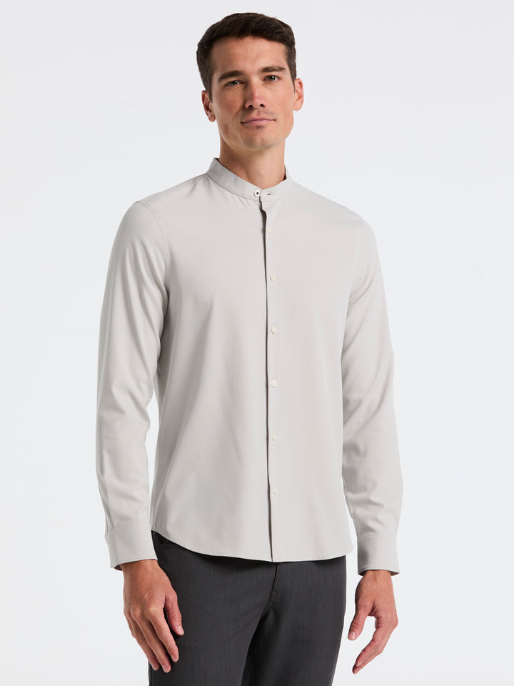 Untucked Total Stretch Slim Fit Banded Collar Shirt (Quiet Gray)