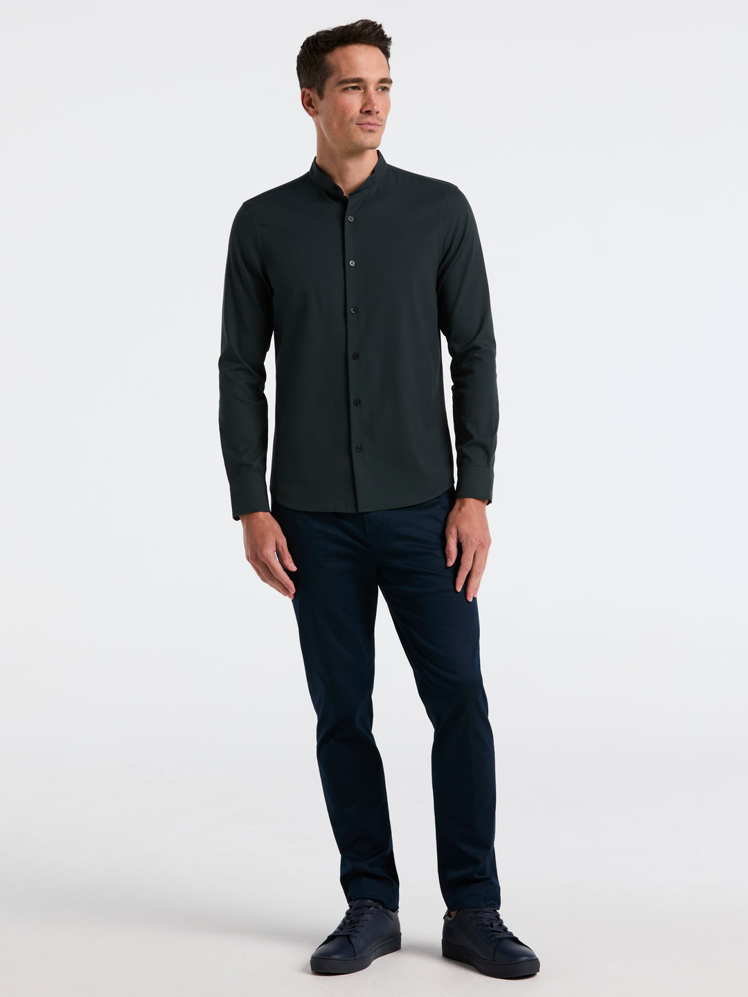 Untucked Total Stretch Slim Fit Banded Collar Shirt (Magical Forest)