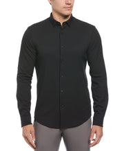Men's Untucked Slim Fit Solid Stretch Shirt (Black) 