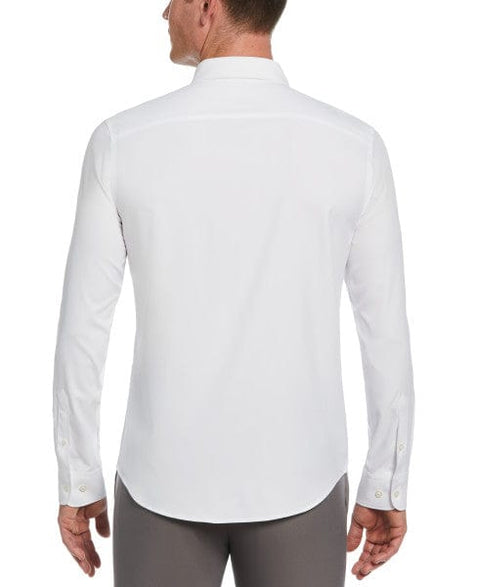 Men's Untucked Slim Fit Solid Stretch Shirt (Bright White) 
