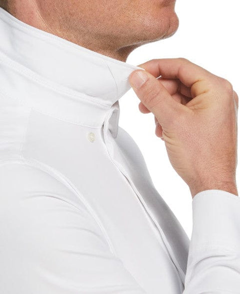 Men's Untucked Slim Fit Solid Stretch Shirt (Bright White) 