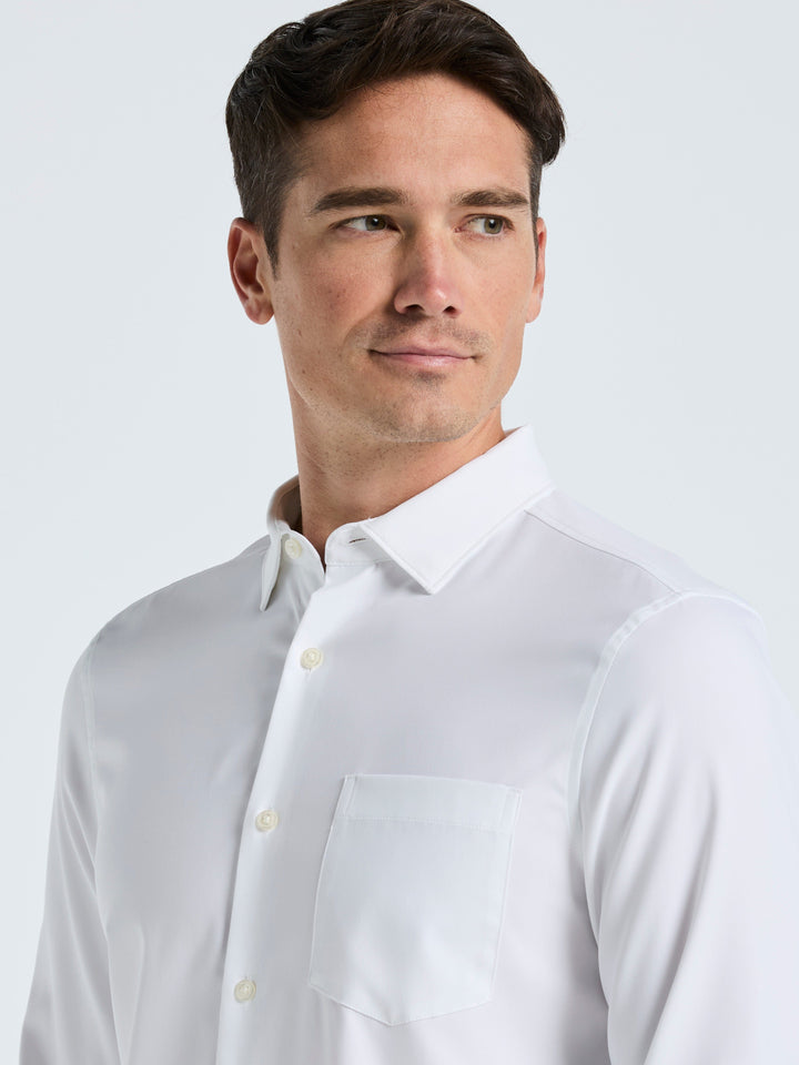 Untucked Total Stretch Slim Fit Solid Shirt (Bright White)