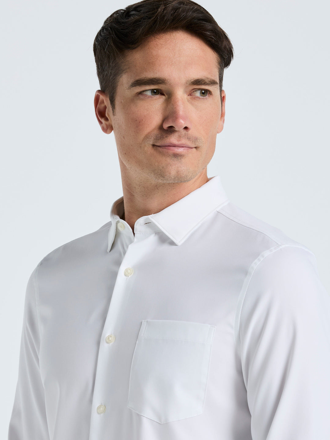 Untucked Total Stretch Slim Fit Solid Shirt (Bright White)