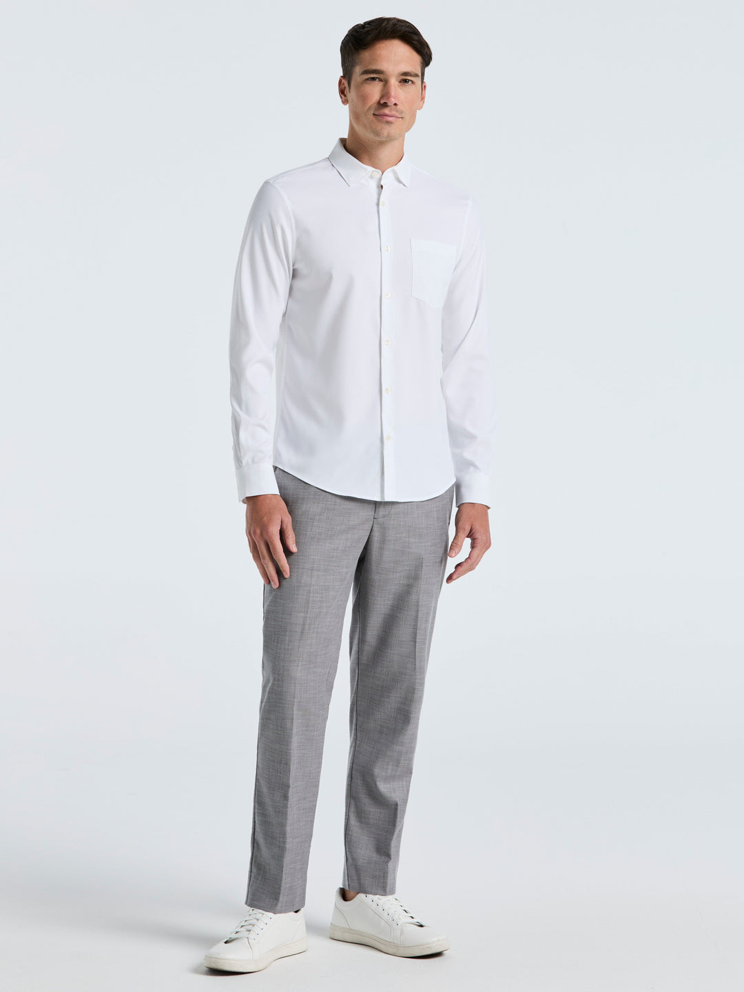 Untucked Total Stretch Slim Fit Solid Shirt (Bright White)
