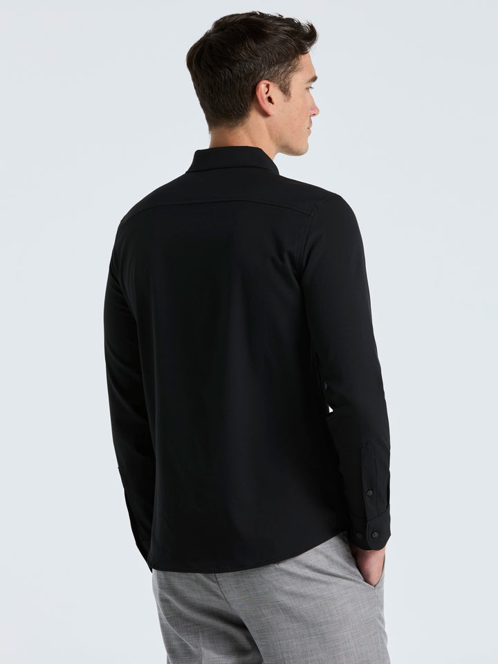 Untucked Total Stretch Slim Fit Solid Shirt (Black)