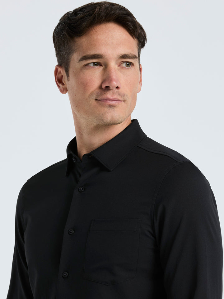 Untucked Total Stretch Slim Fit Solid Shirt (Black)
