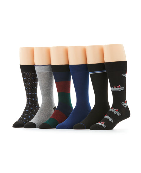 Holiday Convertible Mix 6-Pack Socks (6 Color Asst) 