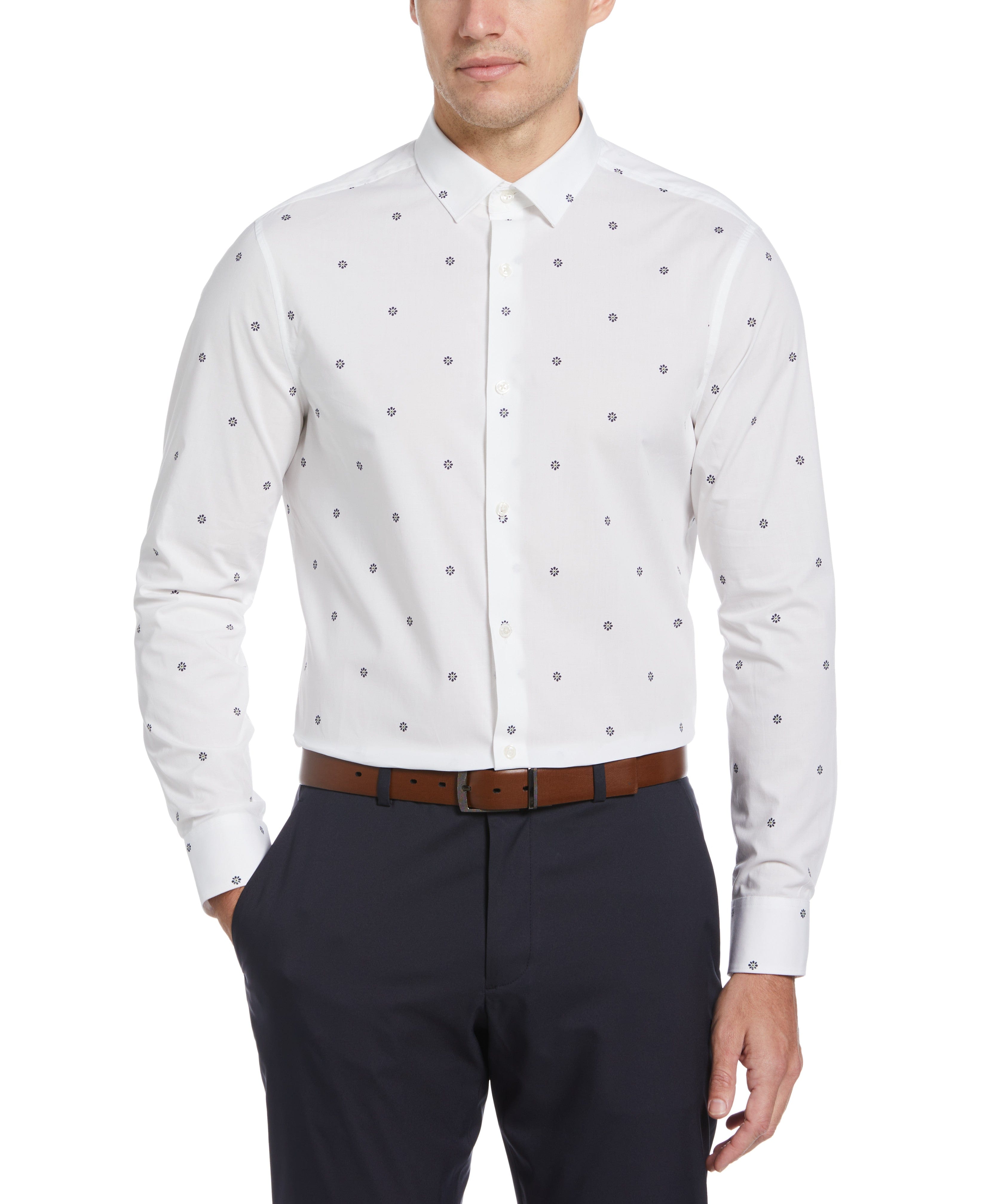 Cotton Floral Print Shirt  Perry Ellis