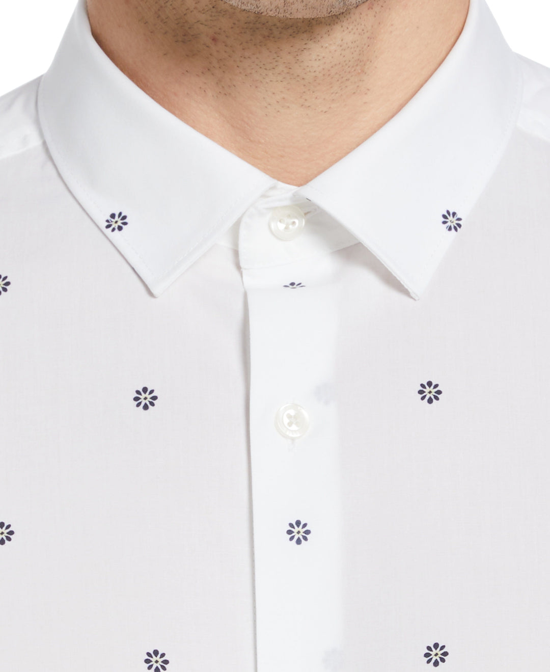Cotton Floral Print Shirt (Bright White)