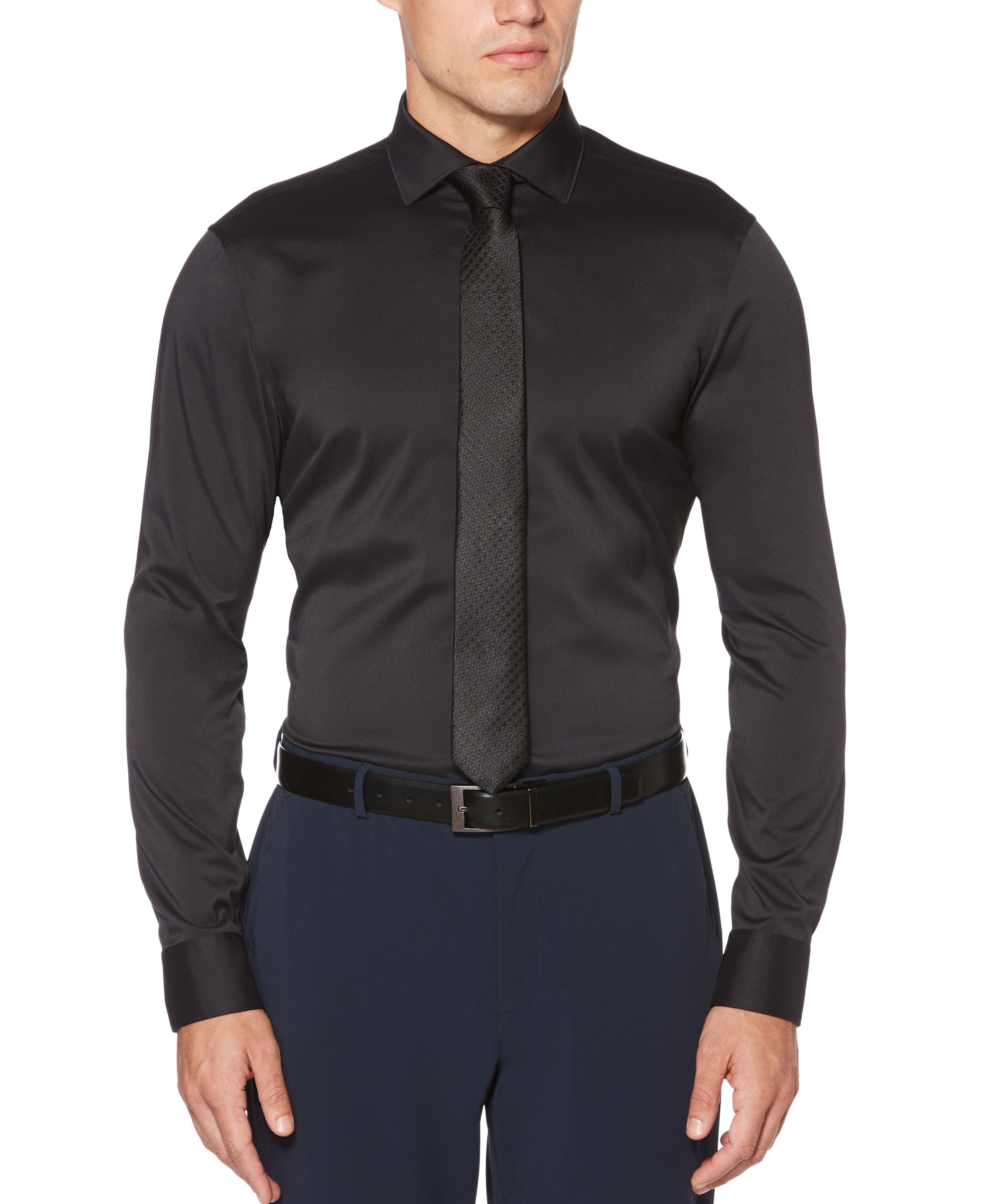 green emerald velvet dress Comfort Stretch Non-Iron Solid Dress Shirt with Contrast Trim main image 1