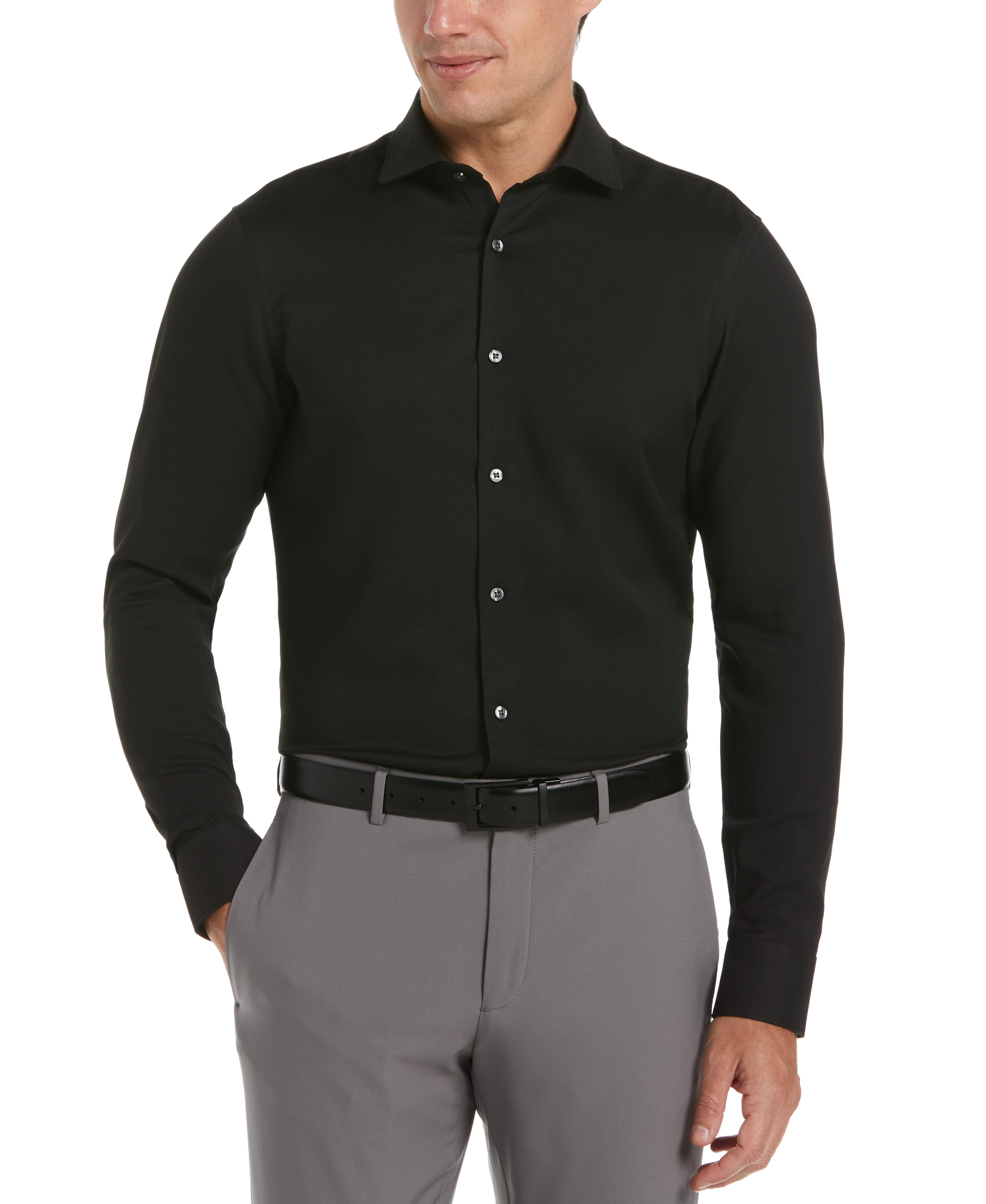 Slim Fit Tech Textured Dobby Dress Shirt Perry Ellis Slim Fit Tech Textured Dobby Dress Shirt Perry Ellis