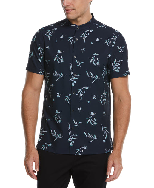 Total Stretch Floral Print Banded Collar Shirt | Perry Ellis Total Stretch Floral Print Banded Collar Shirt | Perry Ellis