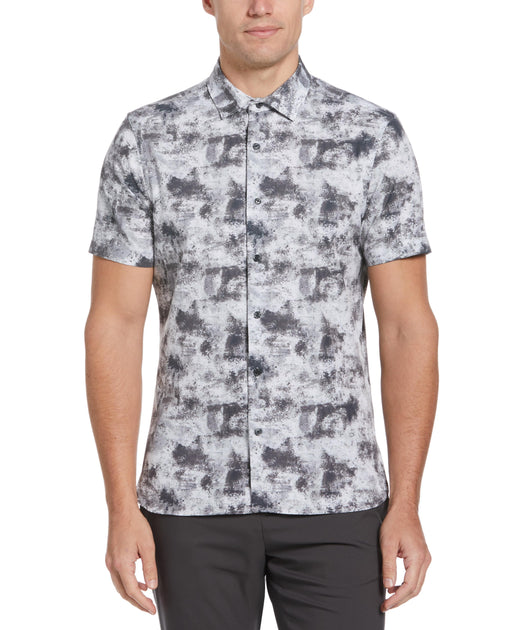 Total Stretch Slim Fit Marble Print Shirt | Perry Ellis