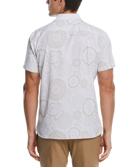 Total Stretch Tonal Floral Print Shirt (Bright White) 