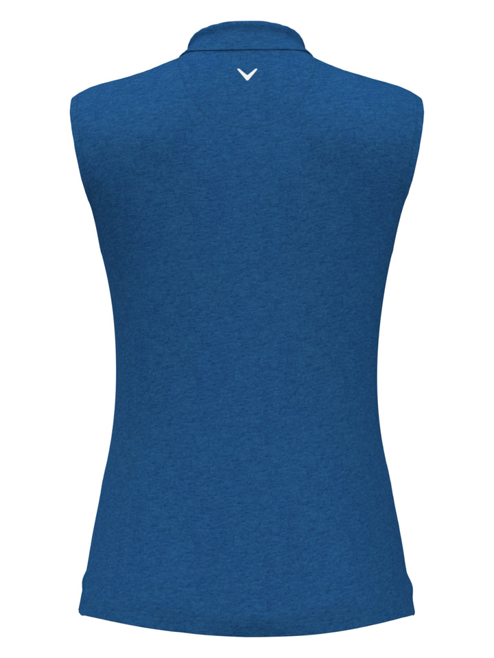 Quarter Zip Heather Sleeveless Golf Polo (Baleine Bl Htr) 