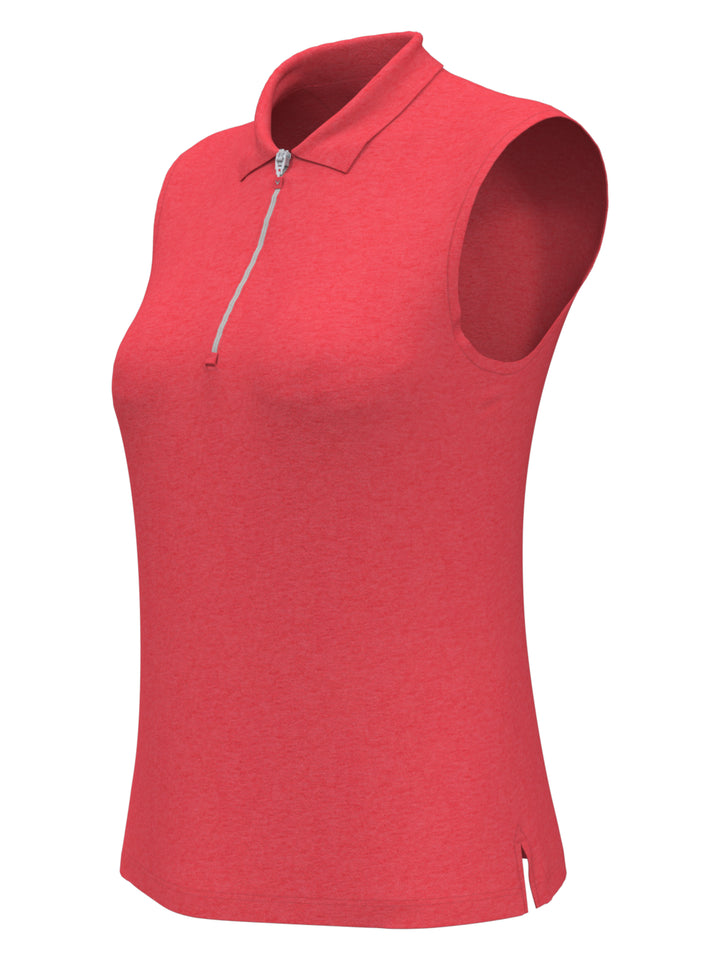 Quarter Zip Heather Sleeveless Golf Polo (Paradise Pink Htr) 