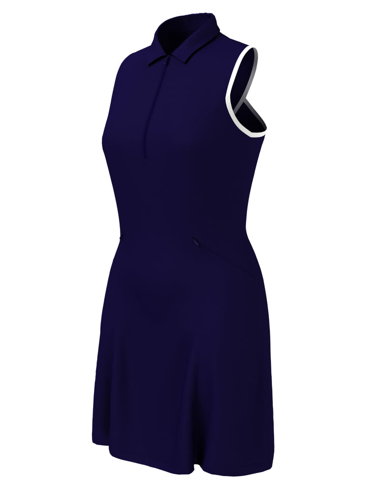 Racer Back Flounce Dress (Peacoat) 