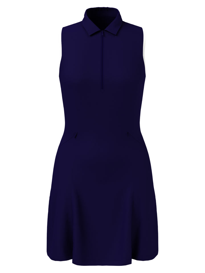 Racer Back Flounce Dress (Peacoat) 