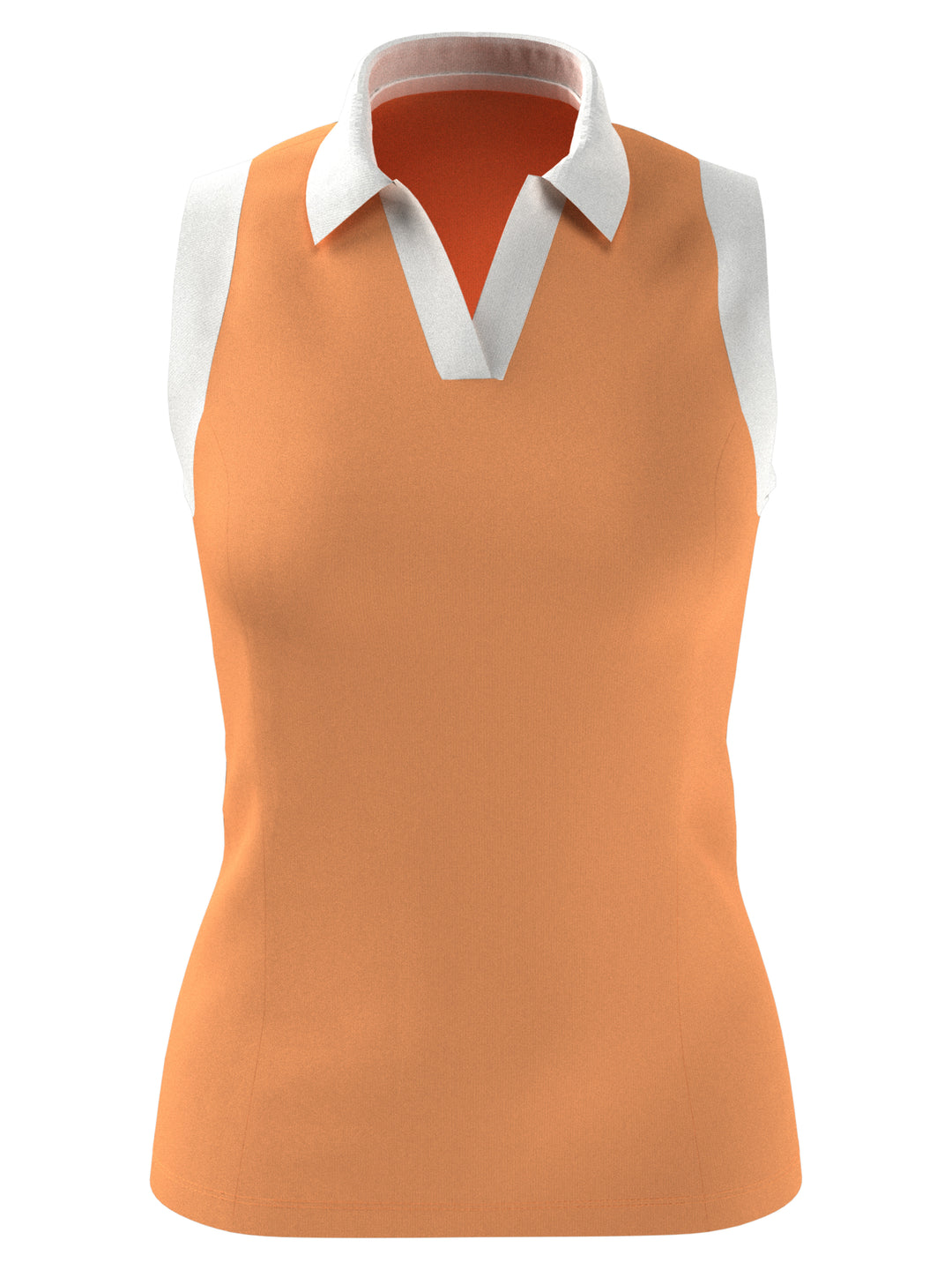 Women's Color Block V-Placket Sleeveless Golf Polo Shirt (Papaya) 