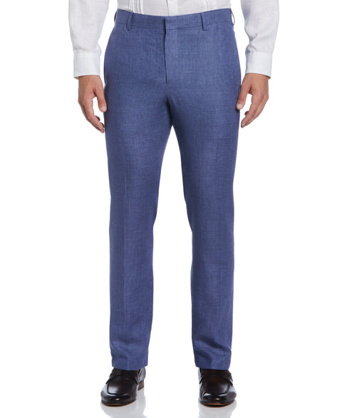 Flat Front Delave Linen Pant (Navy Peony) 