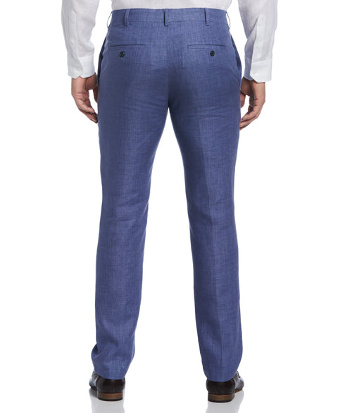 Flat Front Delave Linen Pant (Navy Peony) 