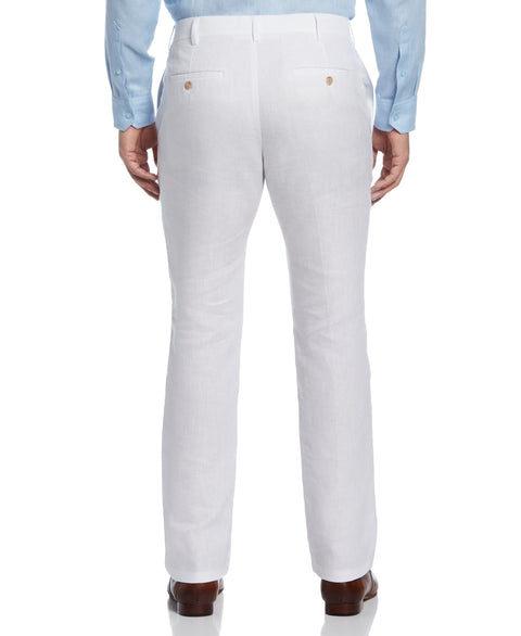 Flat Front Delave Linen Pant (Brilliant White) 