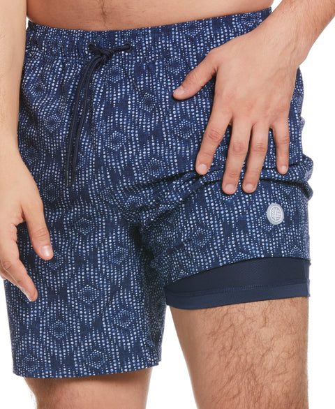 Geo Print 7" Swim Short (Dress Blues) 