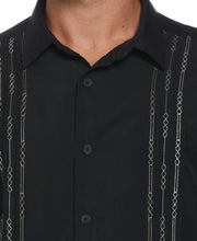 Geo Stitched Pintuck Shirt (Jet Black) 
