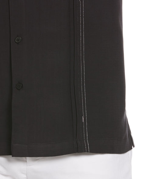 Short Sleeve Embroidered Double Tuck Shirt (Jet Black) 