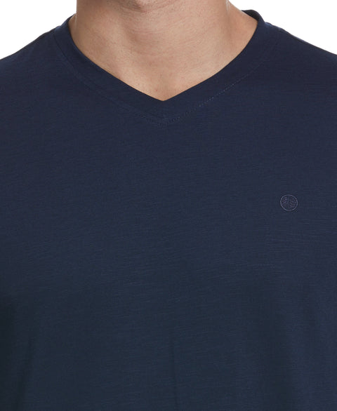 Solid Slub V-Neck Tee (Dress Blues) 