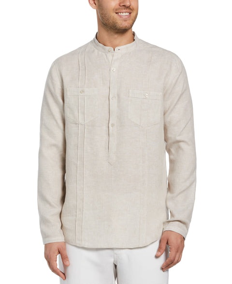 Two-Pocket Pintuck Popover Shirt (Natural Linen) 