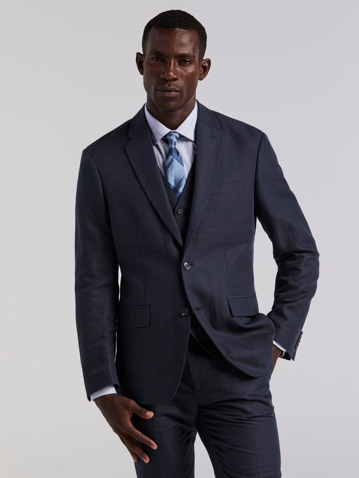 Linen Blend Herringbone Suit