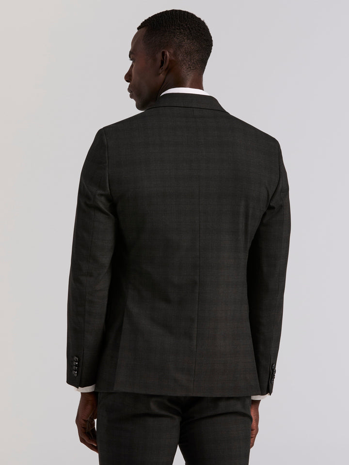 Skinny Fit Charcoal Plaid Suit