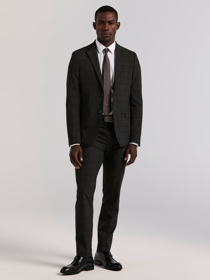 Skinny Fit Charcoal Plaid Suit