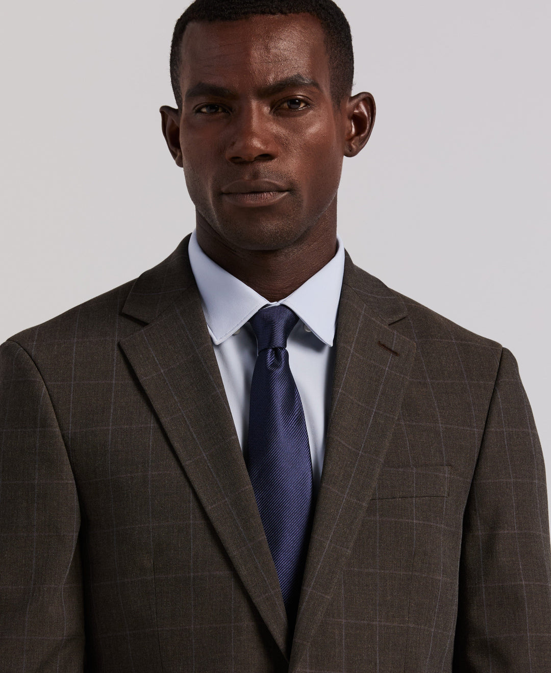 Slim Fit Brown Windowpane Suit