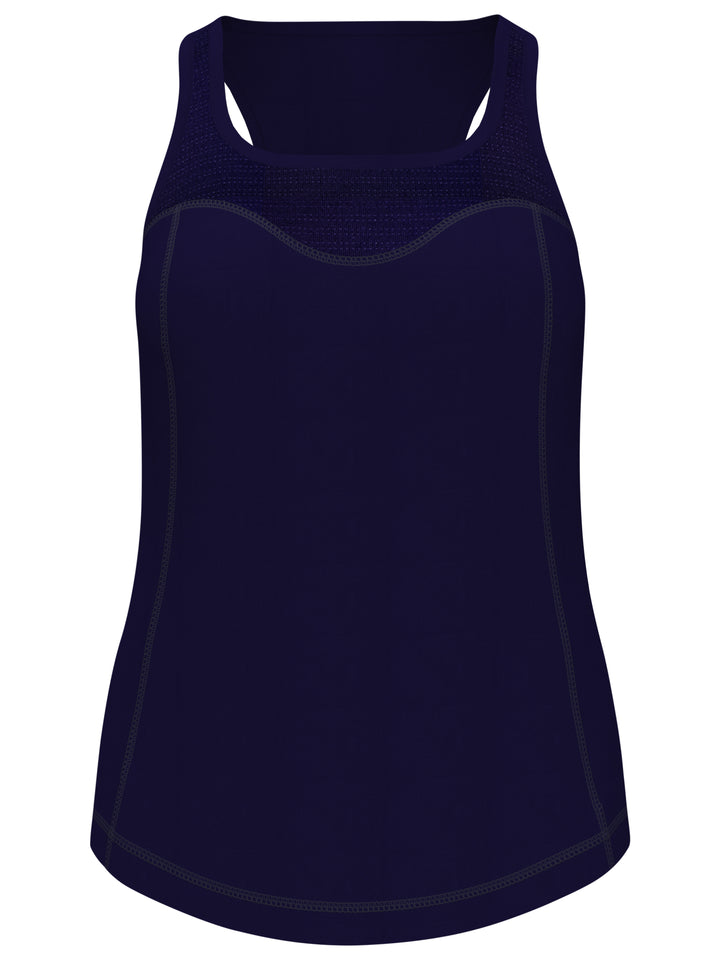 Essential Solid Tennis Tank with Mesh Front Panel (Peacoat) 