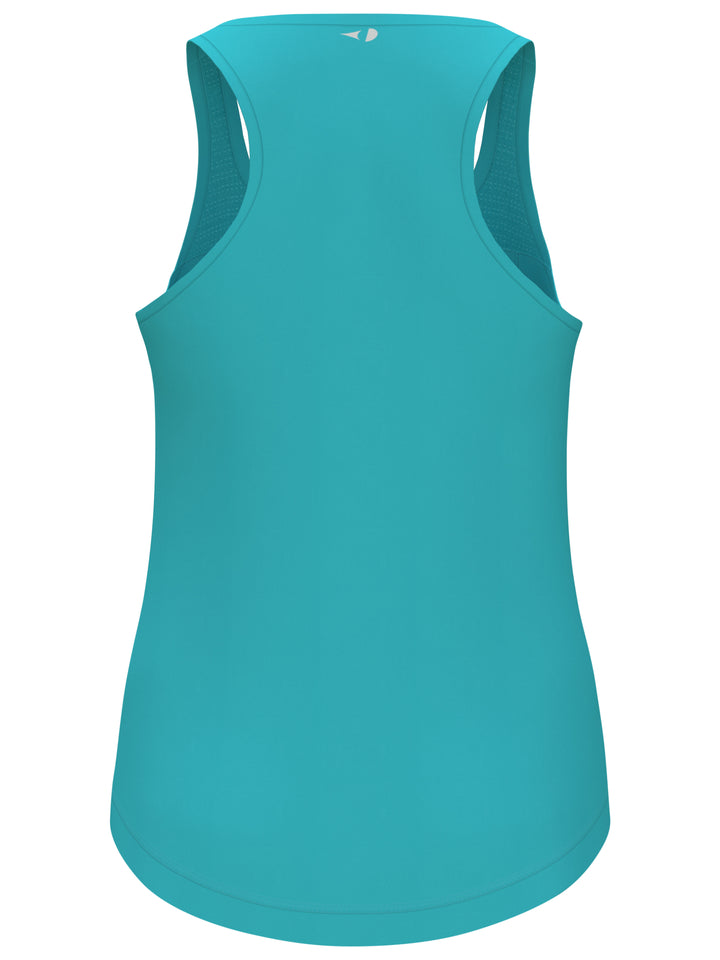 Essential Solid Tennis Tank with Mesh Front Panel (Blue Curacao) 