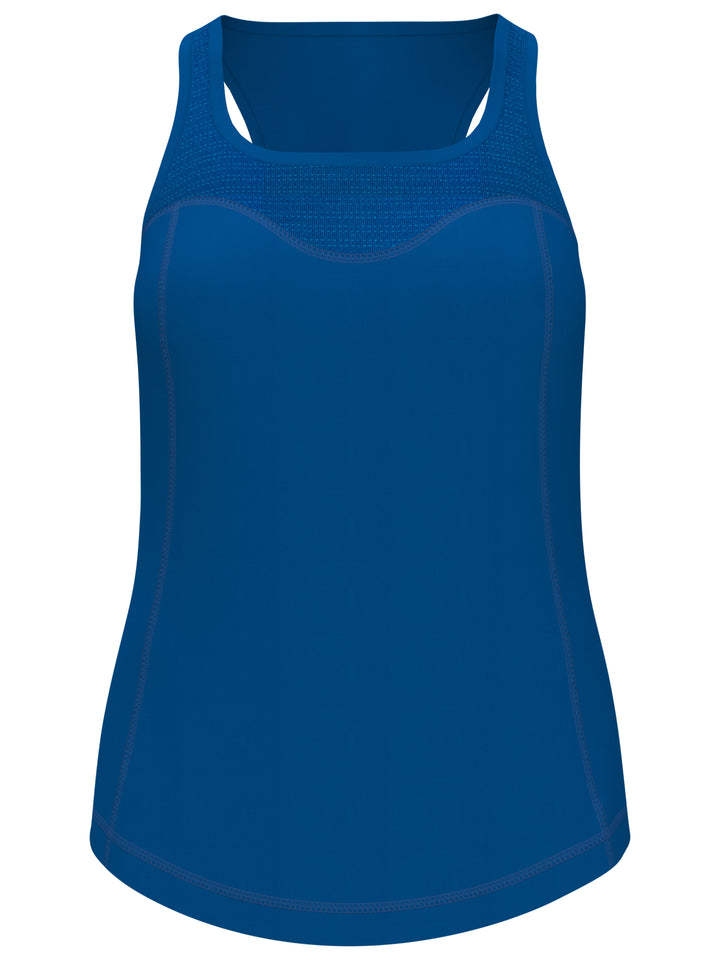 Essential Solid Tennis Tank with Mesh Front Panel (Lapis Blue) 