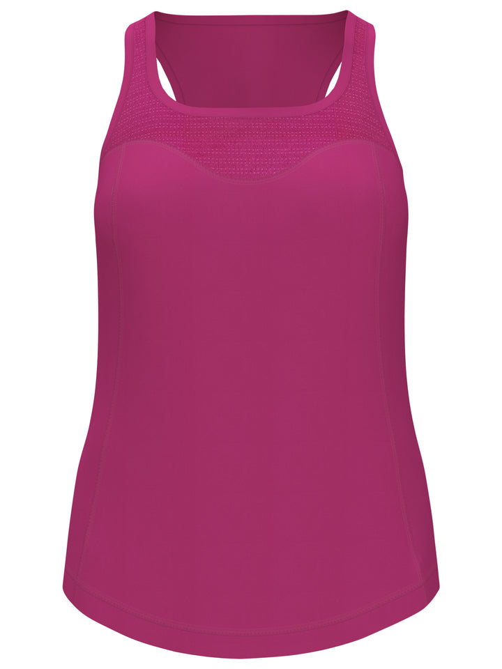Essential Solid Tennis Tank with Mesh Front Panel (Very Berry) 