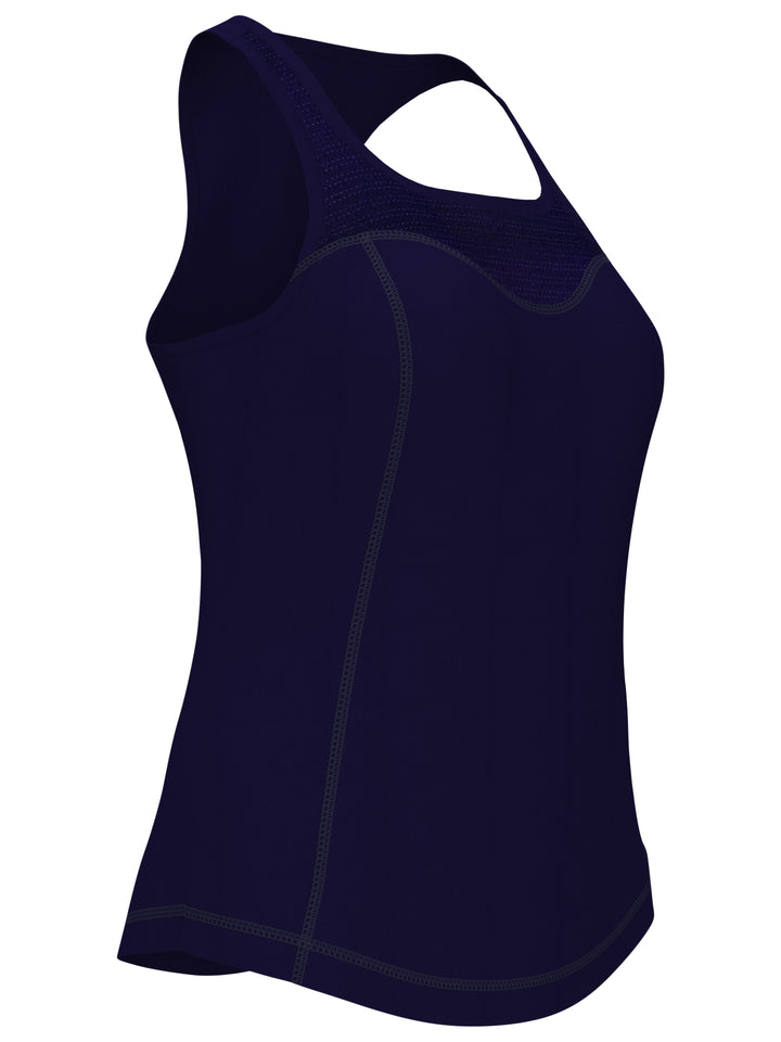 Essential Solid Tennis Tank with Mesh Front Panel (Peacoat) 