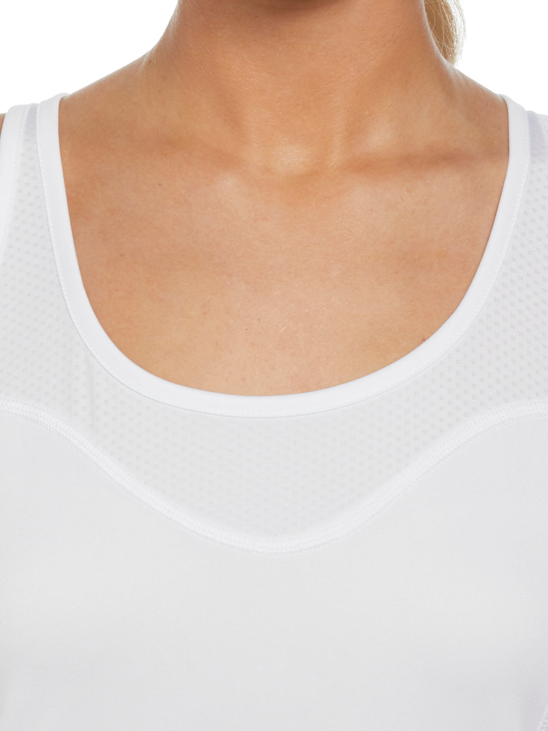 Essential Solid Tennis Tank with Mesh Front Panel (Brilliant White) 