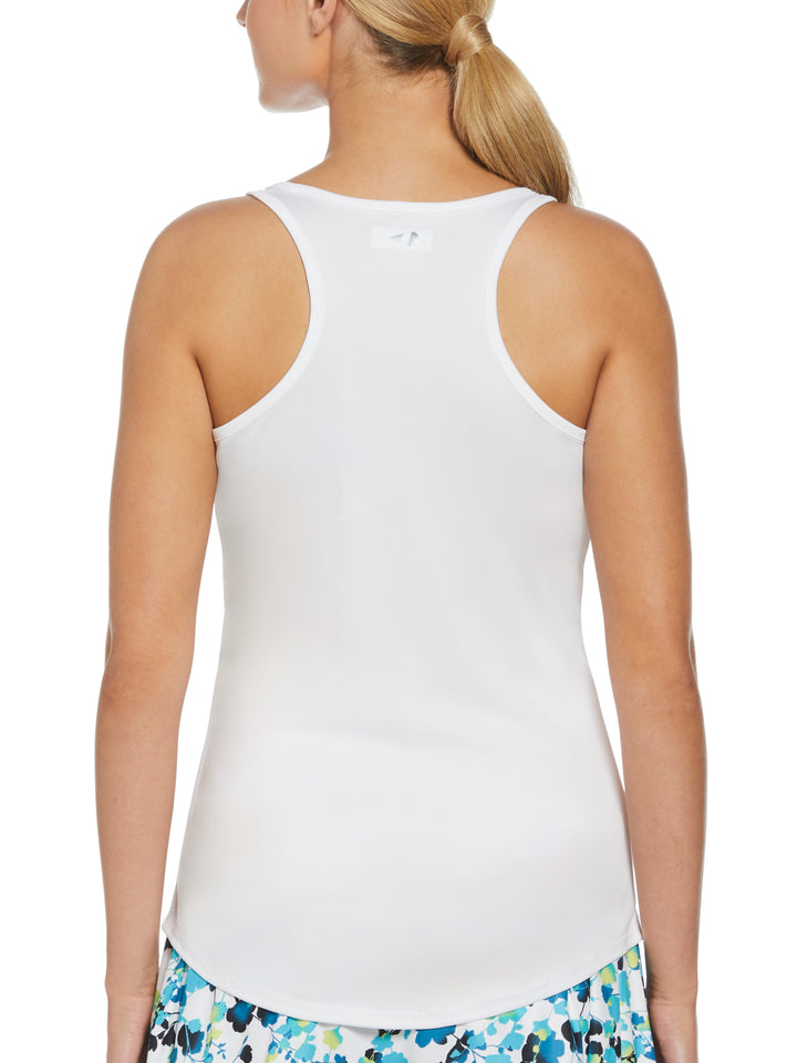 Essential Solid Tennis Tank with Mesh Front Panel (Brilliant White) 