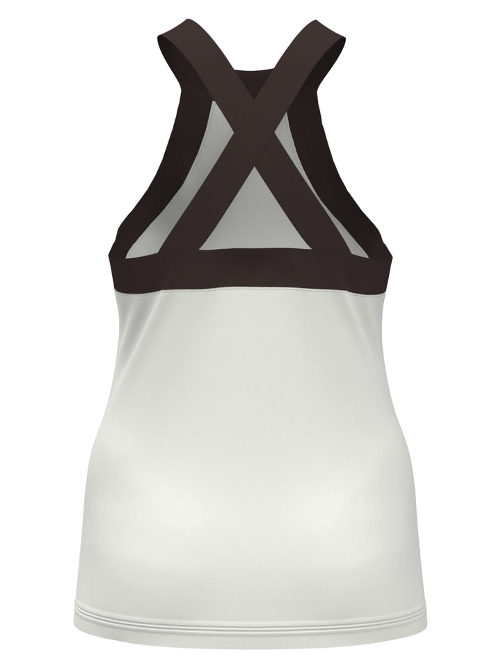 Colour Block Tennis Halter Top (Bright White) 