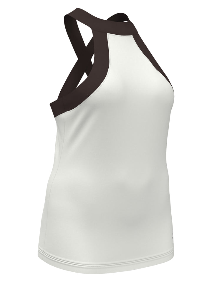 Colour Block Tennis Halter Top (Bright White) 
