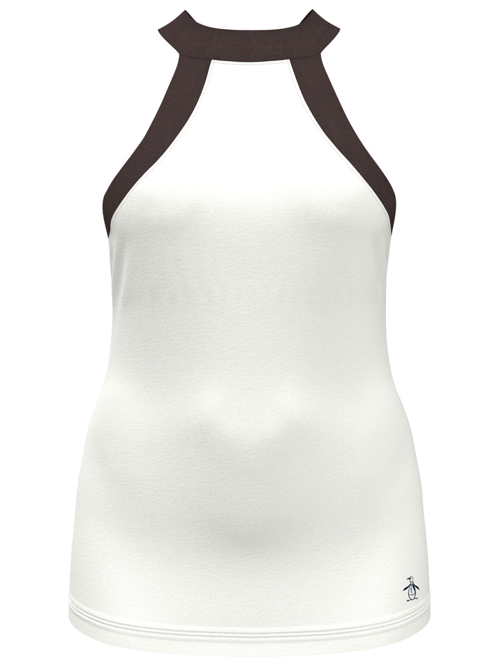 Colour Block Tennis Halter Top (Bright White) 