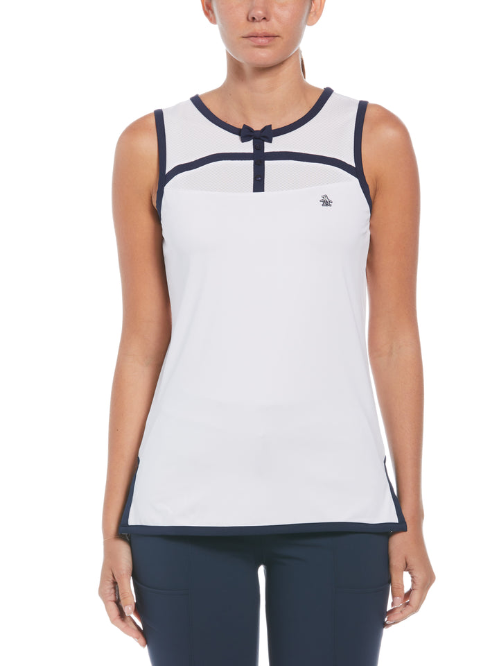 Womens Contrast Binding Bow Shirt (Bright White) 