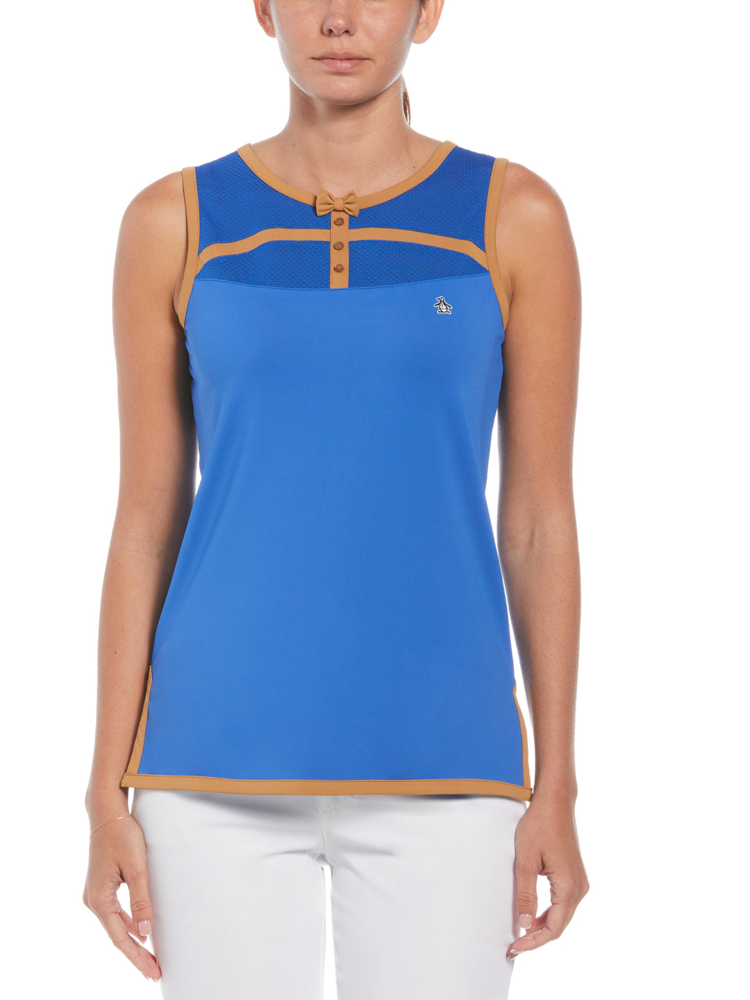 Womens Contrast Binding Bow Shirt (Nautical Blue) 