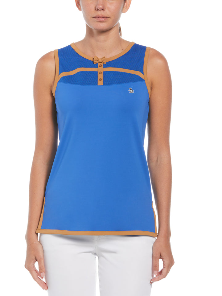 Womens Contrast Binding Bow Shirt (Nautical Blue) 