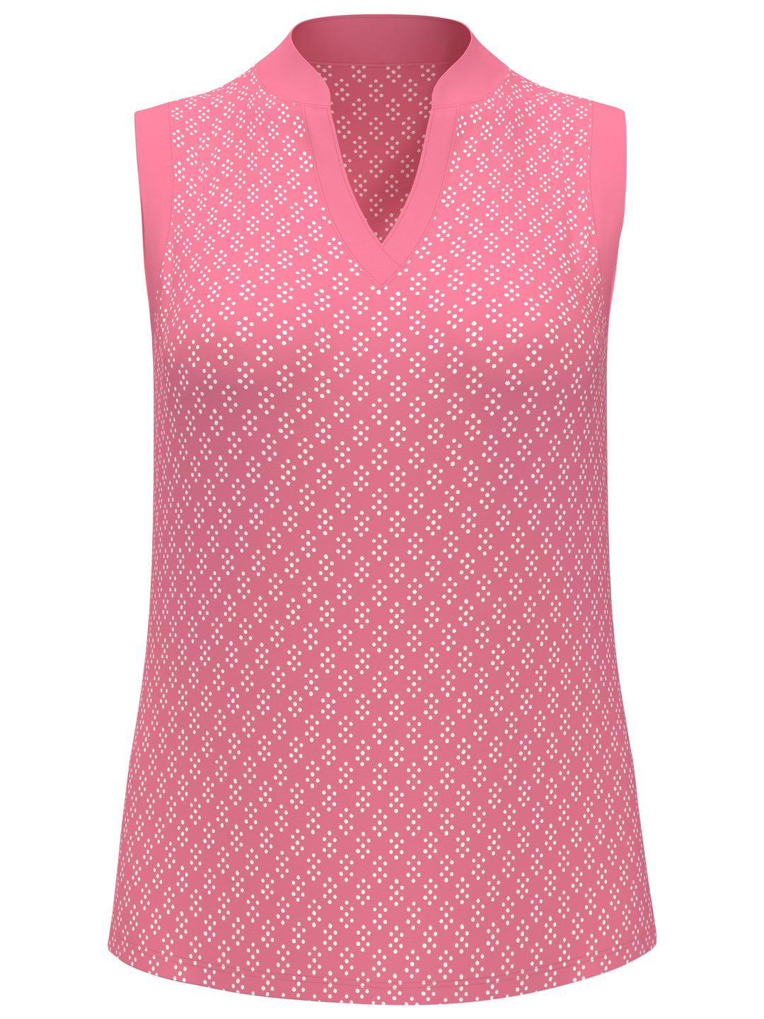 Geo Print Golf Shirt with Mandarin Collar (Flowering Ginger) 